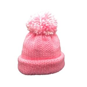 Baby Infant Pink Pom Pom Beanie Hat Sizes: 0-3 Mos, 3-6 Mos